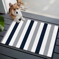 thumbnail image 4 of Navy Blue Gray Striped Large Area Rugs for Bedroom Living Room, Soft Non Slip Carpet Bedside Rug, Farmhouse Stripe Art Rectangular Floor Cover Kitchen Accent Rug 2'x3' for Dining Room/Office, 4 of 9
