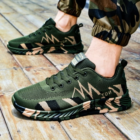 

Women s Trail Running Sports Shoes Camo Pattern Lace Up Outdoor Woven Sneakers