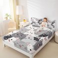 thumbnail image 2 of Manfei Cartoon Pet Fitted Sheet Full,Kawaii Cat Kitten Bed Set, Gray White, 3pcs, 1 Fitted Sheet and 2 Pillowcases, 2 of 6