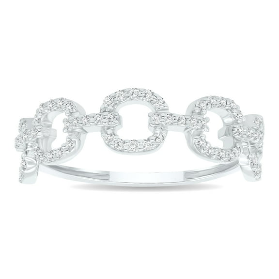 SZUL Women's 1/4 Carat TW Diamond Link Wedding, Fashion, or Anniversary Band in 10K White Gold (J-K-L Color, I2-I3 Clarity)