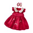 thumbnail image 1 of MEZZALL Robe de Fête Unie pour Filles Tout-Petits Manches Courtes Ourlet Irrégulier Robe de Soirée Vêtements Polyvalents Robe d'Été Bébé, 1 of 9