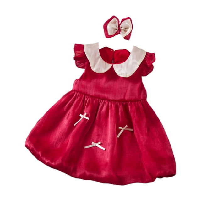 MEZZALL Robe de Fête Unie pour Filles Tout-Petits Manches Courtes Ourlet Irrégulier Robe de Soirée Vêtements Polyvalents Robe d'Été Bébé