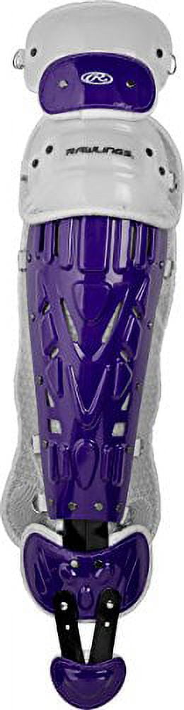 Rawlings Velo Baseball Intermediate Leg Guards, Purple/White