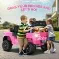 thumbnail image 7 of Funcid 24V Ride on Toys with Remote Control, 2 XL 21.7'' Seater Ride on Truck Car, 2WD/4WD 800W Electric Car for Kids w/ Bluetooth, Bright LED Lights, MP3, Spring Suspension, Pink, 7 of 7