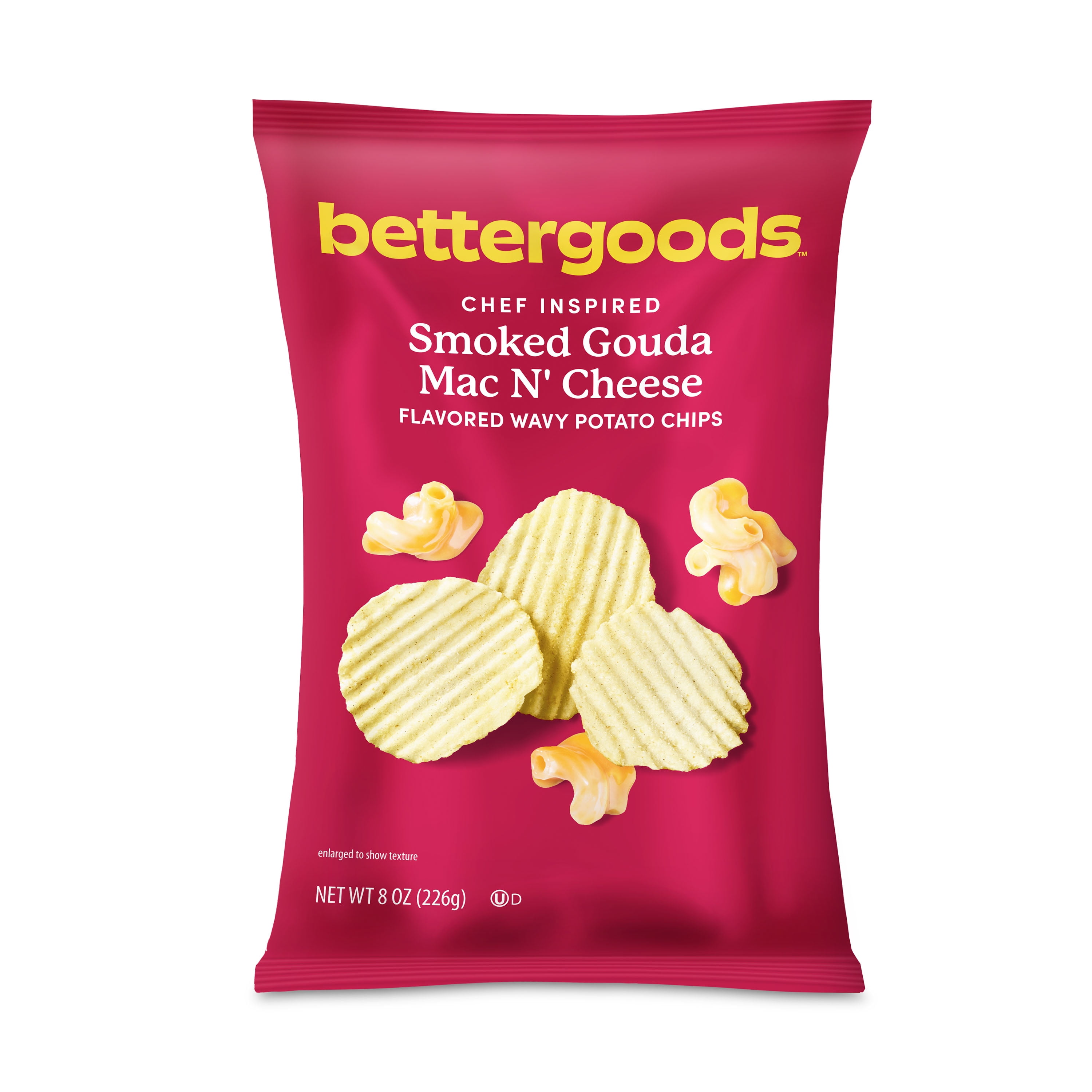 (6 pack) bettergoods Chef Inspired Smoked Gouda Mac N' Cheese Flavored Wavy Potato Chips, 8 oz