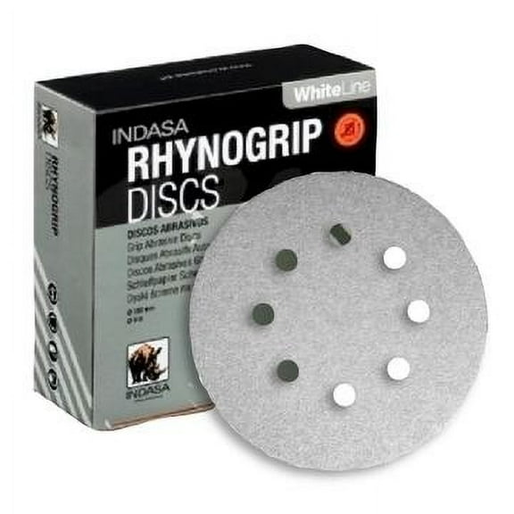 Buy Indasa 5" Rhynogrip White Line 8-Hole Vacuum Abrasive Sanding Discs – 55 Series (Grit 36, 50/Pack)