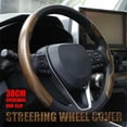 thumbnail image 4 of Car Steering Wheel Cover Wood Grain Universal Fit 38Cm 15" Anti Slip Grip Trim, 4 of 8