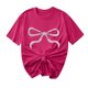 thumbnail image 1 of Primavera Top Mujeres Moda Casual Nueva Cinta de Arco Impresa Cuello Redondo Camiseta de Manga Corta, Camiseta de Cuello Tripulado, 1 of 8