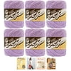Bulk Buy: Lily Sugar'n Cream Yarn 100% Cotton Solids and Ombres (6-Pack) Medium #4 Worsted Plus 4 Lily Patterns (Soft Violet 00093)