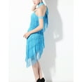thumbnail image 2 of Beaded Fringe Latin Salsa Squar Line Dancing Dresses Uniforms Clothes Ocean Blue, 2 of 2
