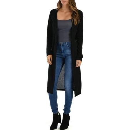 - Clothing Showroom Long Sleeve Hooded Cardigan Sweater