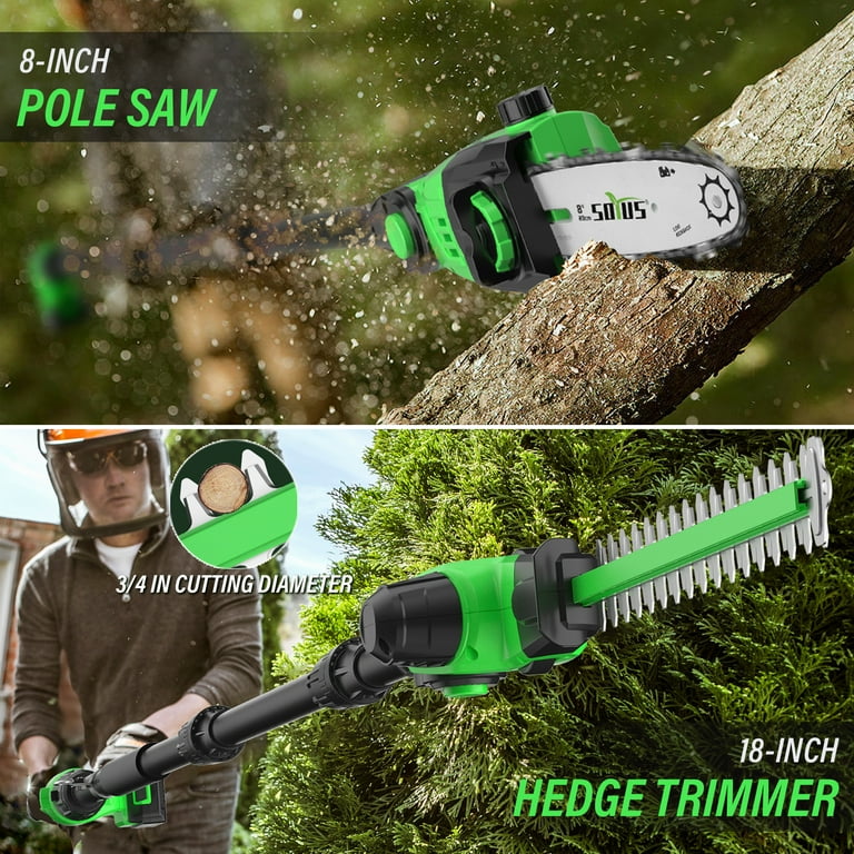 SOYUS 2-in-1 Cordless Pole Saw & Hedge Trimmer, 8-Inch