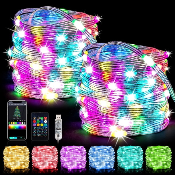 Guirnalda de luces LED con pilas, 39 pies, 120 LED, luces de hadas con mando a distancia, luces centelleantes que cambian de color, funciona con pilas, cadena de luces para dormitorio, fiesta, Hallowe