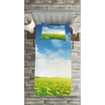 thumbnail image 3 of Ambesonne Green Quilted Bedspread Set 2 Pcs, Field Grassland, Twin Size, Green Blue Yellow, 3 of 3