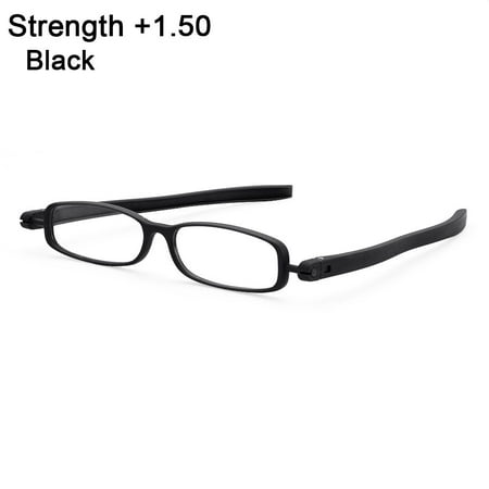 Women Men Light weight Reading Computer Vision Care Folding Reading Glasses Presbyopia Eyeglasses Eyewear 360 degree Rotation BLACK STRENGTH +1.50