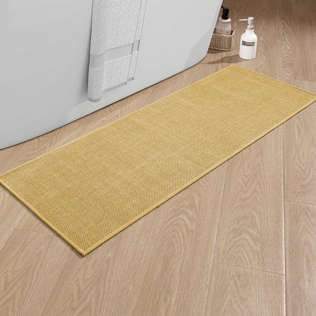 Alfombra de baño chamme ultrafina antideslizante, 120 x 43 cm, color amarillo