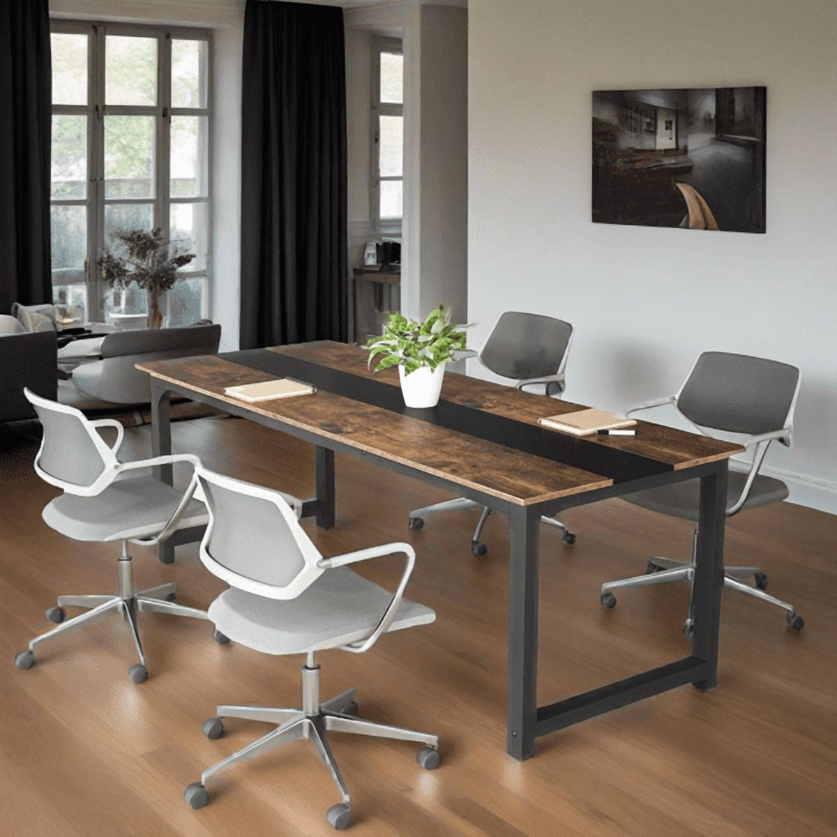 70.86" Large Workstation Desk - 31.5''W×29.13''H, 900lbs Capacity, Heavy-Duty Steel Frame, Adjustable Leg Pads - for Home Office, Conference Room