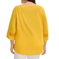 thumbnail image 4 of NOMADIC NOOK Women's Plus Size Crochet Panel Tops Long Sleeve Hollow Ruched Front Blouses, 4 of 8