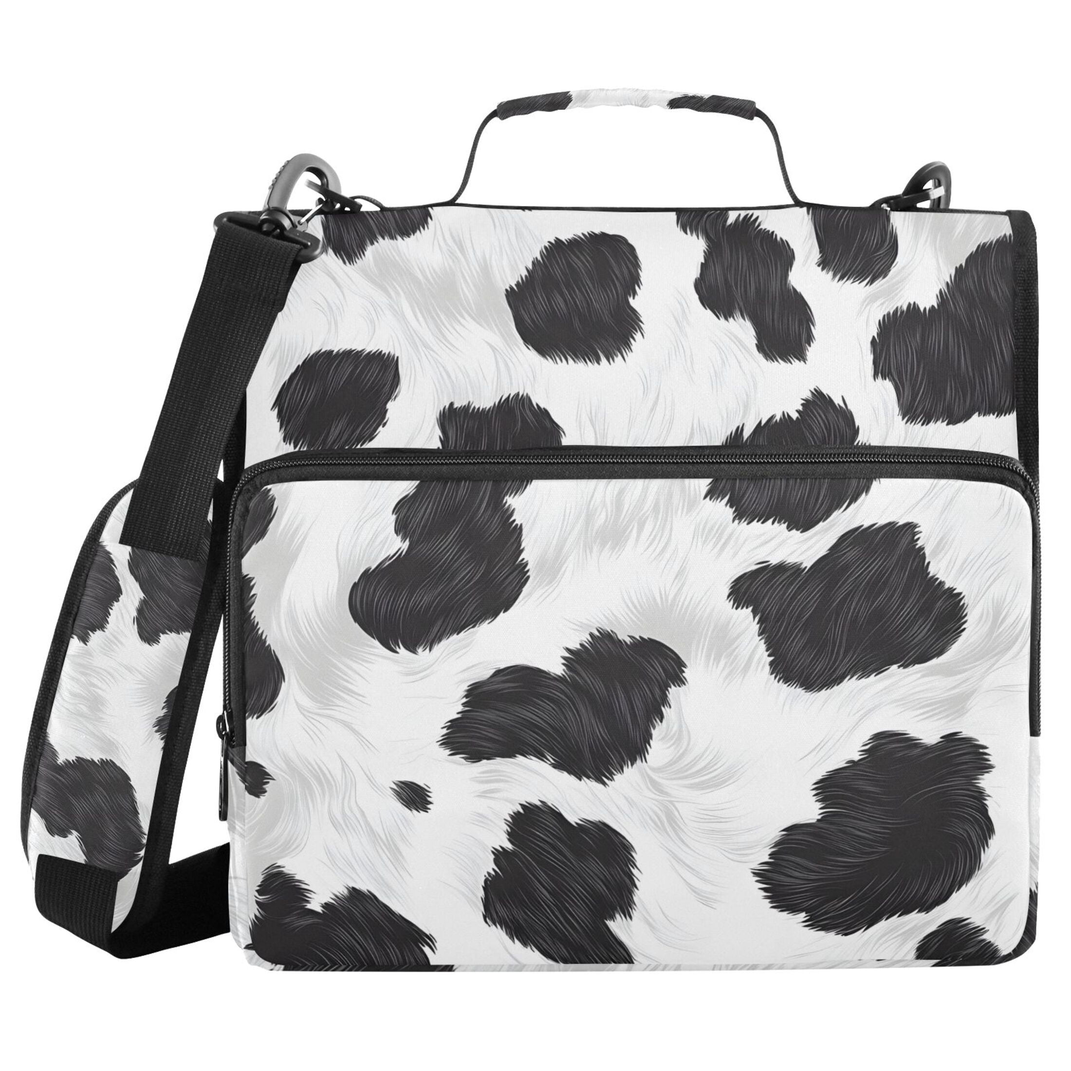 ALAZA Zipper Binder Cow Print 3 Ring Trapper Keeper File Folder Organizer Bag