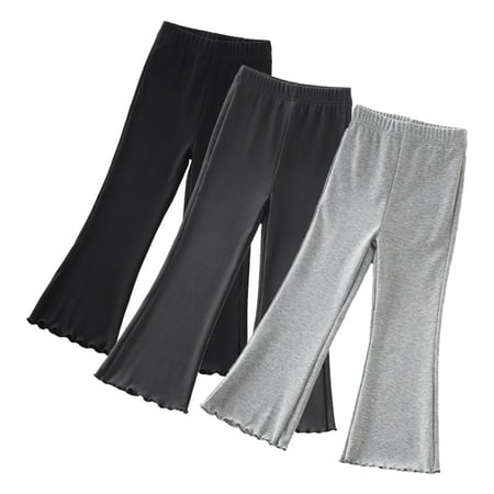 

KYAIGUO Kids Girls Spring Flare Leggings Pants Toddler Fall Casual Flare Leggings Flare Bell Bottom for 3-12 Years Old