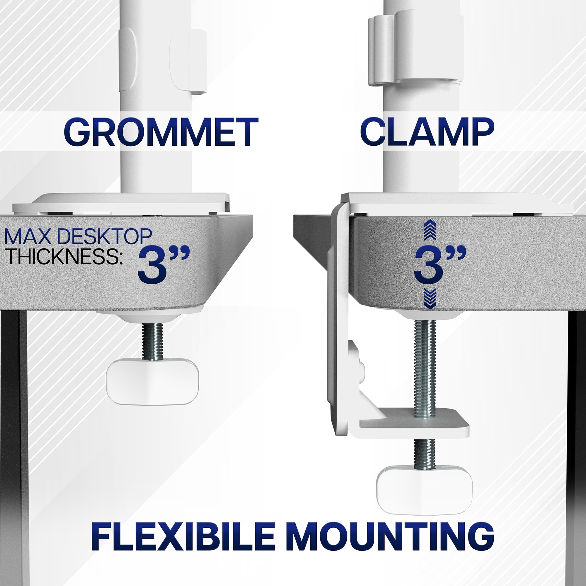 VIVO White Extra Tall Dual 17" to 32" Monitor Mechanical Spring Stand Desk Mount