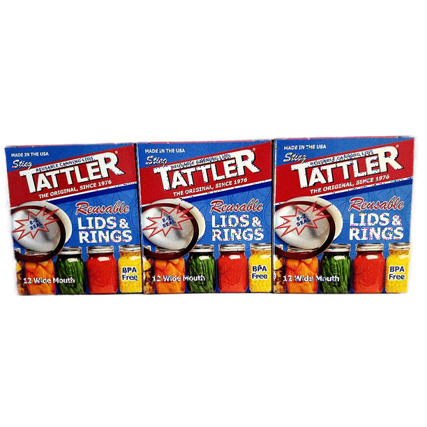 Tattler EZ Seal Reusable Canning Lids 3 Dozen Boxed Wide Mouth