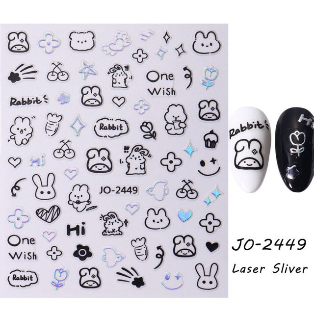Pegatinas de dibujos animados en 3D para uñas de gato, calcomanía de manicura con diseño de tatuaje, Kawaii, cachorro, perro, Graffiti, animales, serie, nuevo