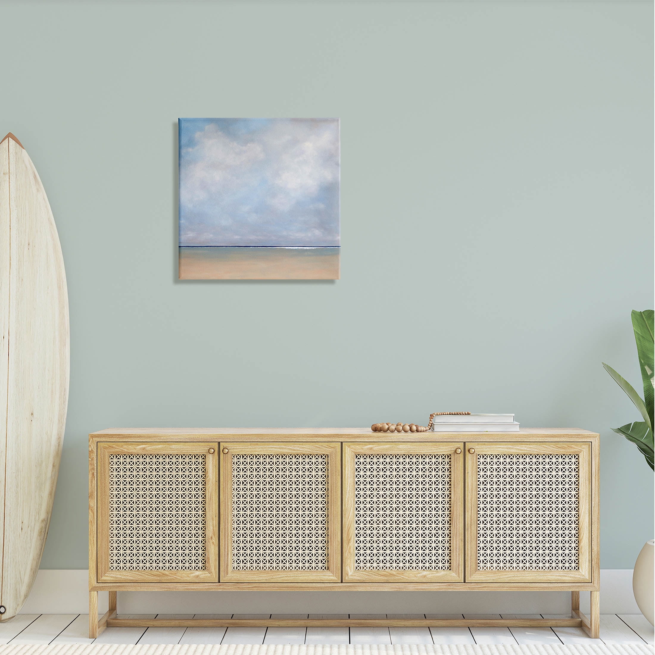 Stupell Industries Abstract Beach Clouds Ocean Horizon Painting Gallery Wrapped Canvas Print Wall Art, Design by Catherine Andersen