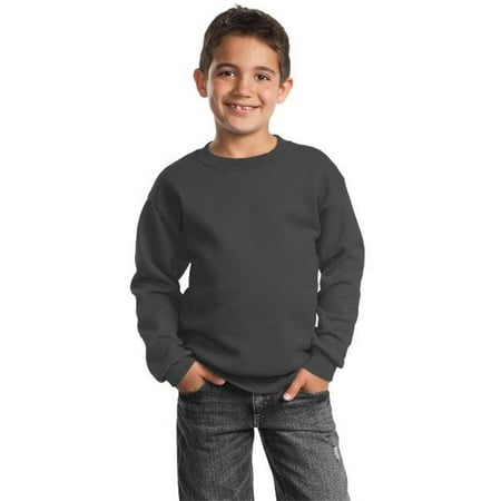 Port & Company® - Youth Core Fleece Crewneck Sweatshirt. Pc90y Charcoal ...