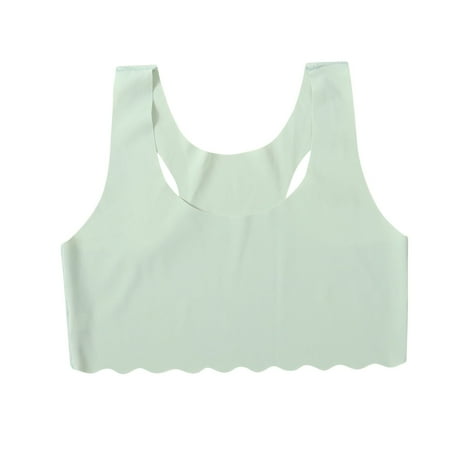 Girls Sports Bras Silky Racreback Training Bra Wireless Seamless Bra Breathable Workout Summer Cooling Bralette  Green  M