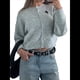thumbnail image 1 of Cárdigan de Cuello Redondo con Botones para Mujer, Suéter de Punto de Larga, Ropa de Abrigo Gris L, 1 of 7