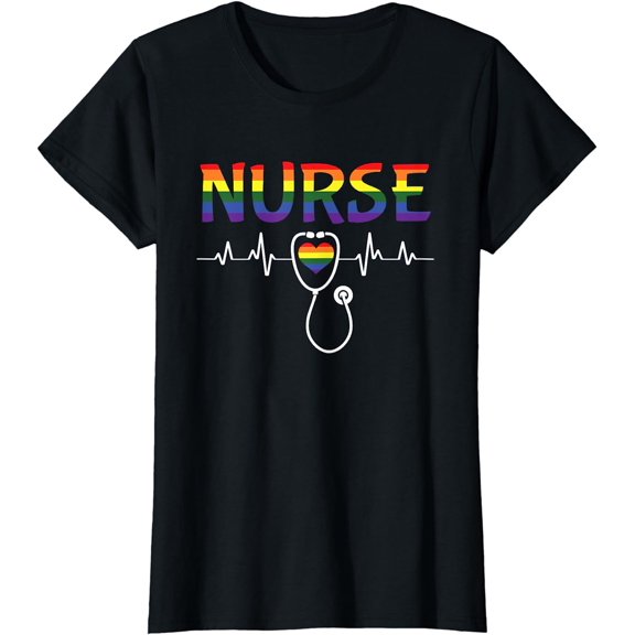 Nurse LGBT-Q Gay Pride Rainbow Flag Registered Nursing RN T-Shirt