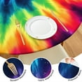 thumbnail image 4 of Rainbow Tie Dye Mandala Pattern Round Fitted Tablecloth with Elastic Edge,Dining Table Cover Waterproof,Outdoor Round Tablecloth for Camping,Dining,Indoor and Outdoor, 4 of 7