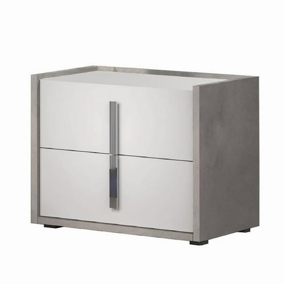 J & M Furniture 17448-NS 22.4 x 26 x 20 in. Bianco Opac Ada Premium Night Stand, Cement & White