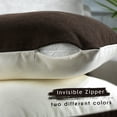 thumbnail image 2 of 3S Brother's Solid Mix and Match Cushion Cover with 2 Color Combination Pillowcase with Invisible Zipper Set of 2 Pieces for Chair Couch Bedroom & Livingroom Décor 24"x24" Cream-Dark Brown, 2 of 9