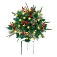 thumbnail image 2 of Lighted Christmas Planter Filler, Pre-lit Artificial Outdoor Decor with 60 LED Lights, Faux Pine Red Berries and Tripod Stake for Holiday Urns, Porch and Home Decor, 2 of 9