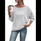 thumbnail image 3 of Blusas de Larga Suaves para Mujer, Cuello Redondo, Estilo Jersey, Informales, de Punto, con de Murciélago, Grandes, 2025 Gris XL, 3 of 9