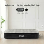 Cozi by Tzumi 20” Air Mattress, Inflatable Bed with Built-In Pump for Camping, Home, Travel, Queen Size