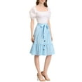 thumbnail image 6 of INSPIRE CHIC Women's Button Decor Casual High Waist Belted Ruffled Skirt, 6 of 7