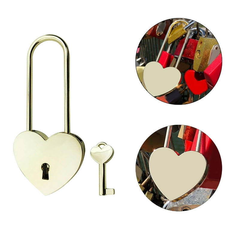 jojofuny 2 Sets Heart Lock Couple Wishing Lock Small Rhinestones Padlock  Safety First Cabinet Locks Diary Book Valentines Lock Third Anniversary  Small
