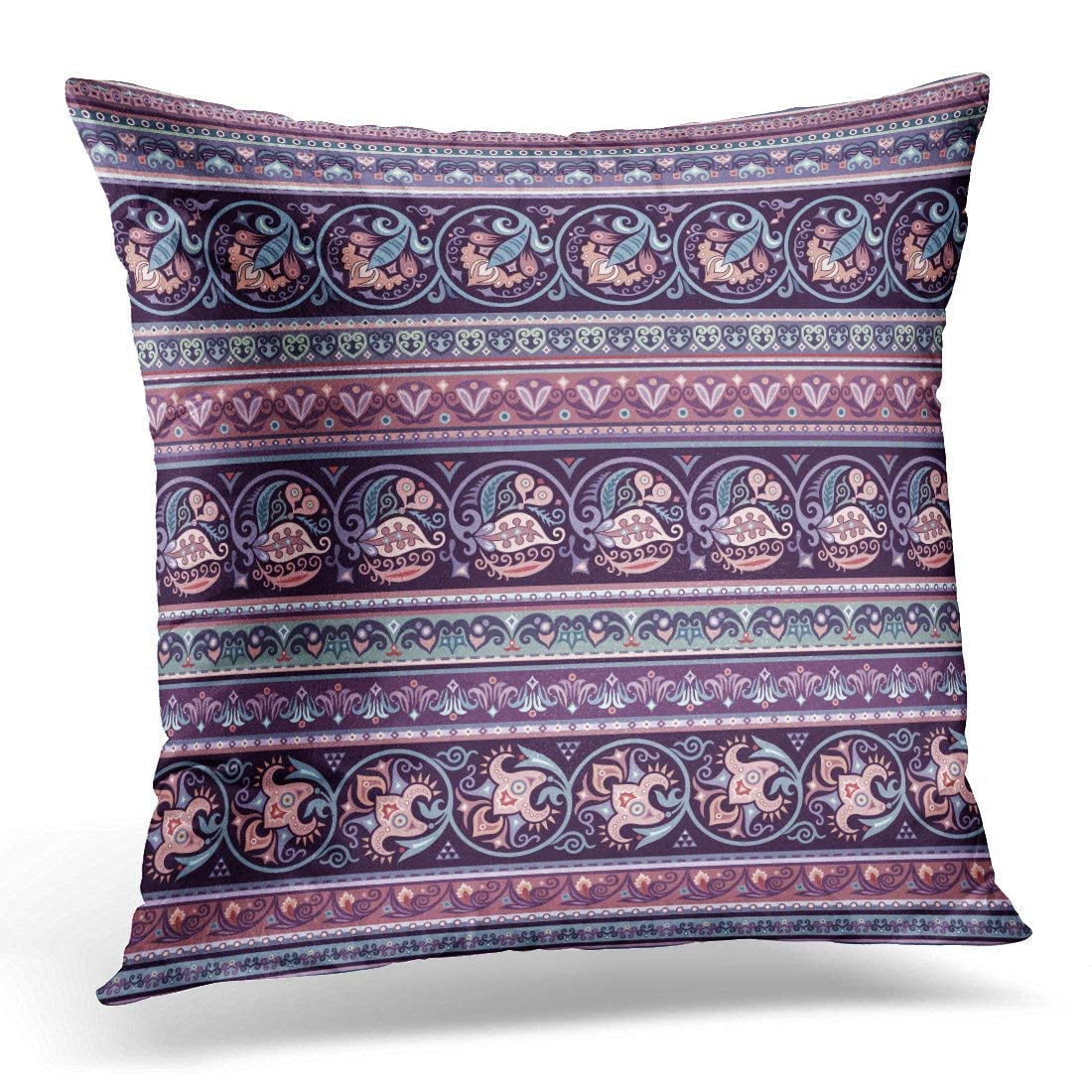 ARHOME Purple Bohemian Abstract Ethnic Stripy Ornamental Boho Pillow