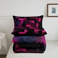 Black Hot Pink Abstract Comforter Full Gradient Square Full Bedding Set