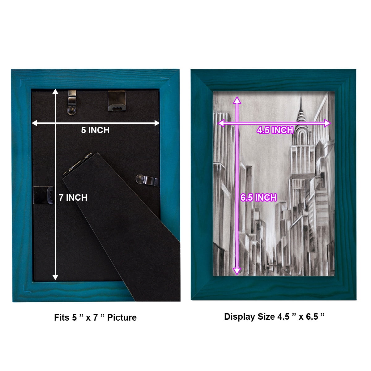 Art Deco Cityscape I -Framed Print w/glass-Ocean Blue