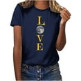 thumbnail image 1 of Penkiiy T-Shirt Musulman Ramadan pour Femmes T-Shirts Graphiques Mignons pour Femmes Col Rond Manches Courtes Imprimé Lune T-Shirt Décontracté 3TG Marine, 1 of 6