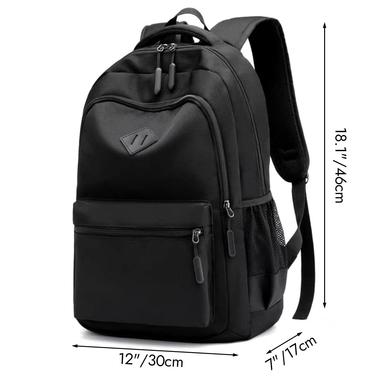 School Backpack for Men Women, Adults Waterproof Travel Bags, 15.6 inch Laptop Backpack, Teenage Lightweight Rucksack, Work Daypack, Black