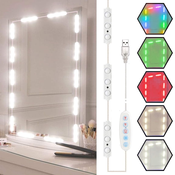 Led Vanity Mirror Lights Kit, 11Ft,RGB Hollywood Style Make up Light, Dimmable Color & Brightness, Lighting Strip for Makeup Tables, Changing Rooms
