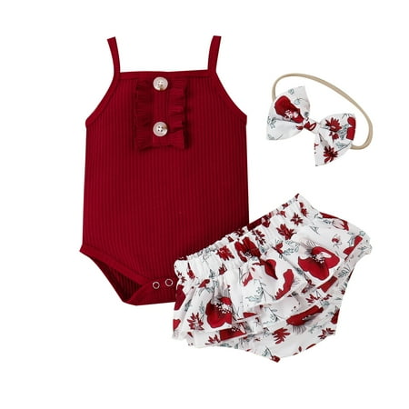 

Wiueurtly Toddler Girls Summer Ribbed Sleeveless Romper Bodysuit Shorts Outwear With Headwear 3pcs Sets Elephant Outfit Girl