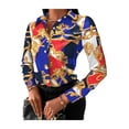 thumbnail image 1 of VISgogo Mujeres Retro Tops, Manga Larga Solapa Cuello Cadena / Floral / Letras / Cuadrado Estampado Primavera Otoño Fiesta Casual Blusa VISgogo moda, 1 of 3