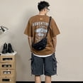 thumbnail image 2 of Conjuntos de camisetas y pantalones cortos cargo para hombre, pantalones deportivos con estampado gráfico, ropa moderna para gimnasio, ropa informal holgada de talla 5xl, novedad en liso, talla XL, to, 2 of 5