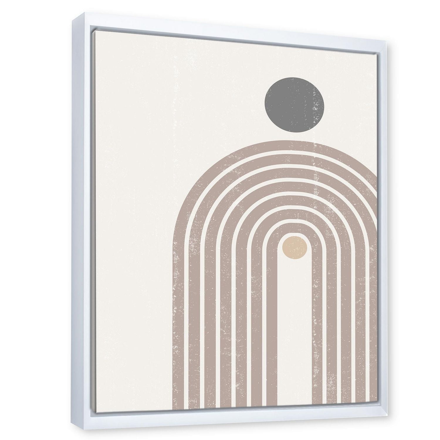 Designart Abstract Rainbow Sun and Moon In Earth Tones I FLOAT FRAME WALL ART